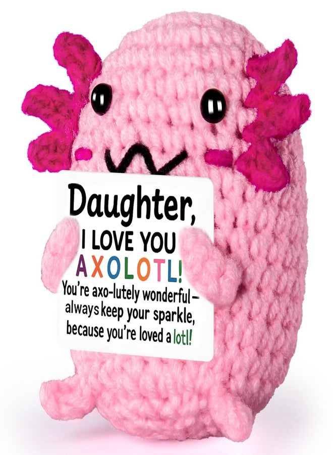 FliipFlaap Positive Crochet Axolotl for Daughter - Cute Christmas Stocking Stuffer & Encouragement Gift from Mom or Dad, Emotional Support Mini Desk Decor, Birthday Thanksgiving Valentine Present for Girls - Image 1